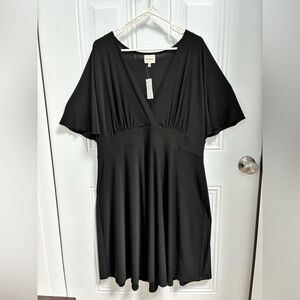 Dress Barn Black V-Neck Midi Dress